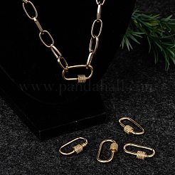 Brass Micro Pave Clear Cubic Zirconia Screw Carabiner Lock Charms&nbsp;ZIRC-T010-10