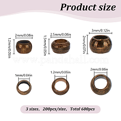 600Pcs 3 Styles Rondelle Brass Crimp Beads&nbsp;KK-LP0001-18