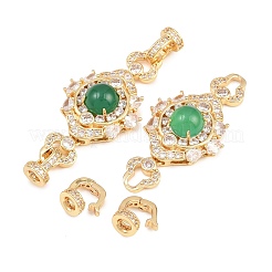 Brass Micro Pave Clear Cubic Zirconia Fold Over Clasps&nbsp;KK-U059-65G