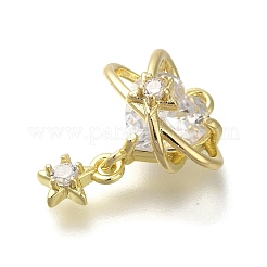 Rack Plating Brass Micro Pave Cubic Zirconia Pendants&nbsp;KK-M014-14G
