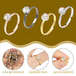 40Pcs 4 Colors Adjustable Alloy Rhinestone Finger Rings for Women&nbsp;RJEW-SP0001-01