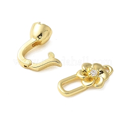 Brass Micro Pave Clear Cubic Zirconia Fold Over Clasps&nbsp;KK-P290-22G