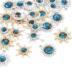 24Pcs 6 Styles Alloy Rhinestone Pendants&nbsp;FIND-TA0010-82