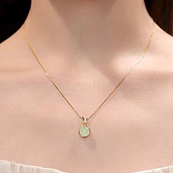Lucky Bag Brass with Glass Imitation Jade Pendant Necklaces for Women&nbsp;FS-WG73FC0-01