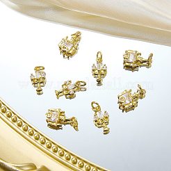10Pcs 2 Styles Brass Micro Pave Clear Cubic Zirconia Pendants&nbsp;ZIRC-SZ0005-41