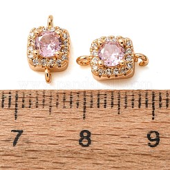 Brass Pave Pink Cubic Zirconia Connector Charms&nbsp;CU-CBAEC99-14G