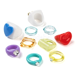 18Pcs Acrylic Finger Rings&nbsp;RJEW-LS0001-01