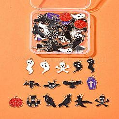 60Pcs 15 Styles Halloween Theme Alloy Enamel Pendants&nbsp;FIND-FS0002-89