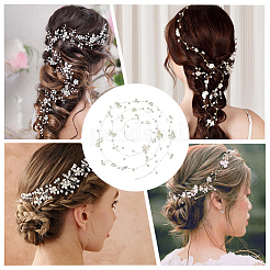 Handmade Imitation Pearl with Polyester and Resin Flower Headbands Hair Vine for Bride&nbsp;OHAR-WH20010-07S