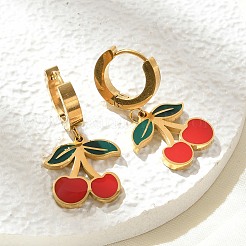 304 Stainless Steel Enamel Hoop Earrings&nbsp;EJEW-M080-01G