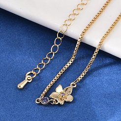 Brass Micro Pave Cubic Zirconia Birthday Flower Link Bracelets&nbsp;BJEW-U031-01G-02