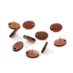 Coconut Brown Wood Stud Earring Findings&nbsp;EJEW-CJC0001-12