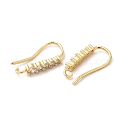 Brass Micro Pave Clear Cubic Zirconia Earring Hooks&nbsp;ZIRC-Q201-09G