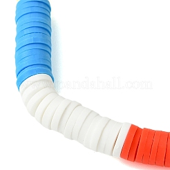 Independence Day 6mm Round Brass & Handmade Polymer Clay Beaded Stretch Bracelets for Women&nbsp;BJEW-JB10590