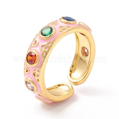 Flat Round Cubic Zirconia Cuff Rings&nbsp;RJEW-C021-04G