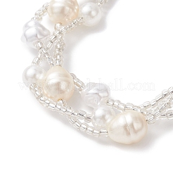 Round Plastic Imitation Pearl Multi-strand Beaded Bracelets for Women&nbsp;BJEW-JB12913