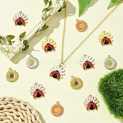 30Pcs 6 Styles Rack Plating Alloy Enamel Pendants&nbsp;ENAM-CJ0006-25
