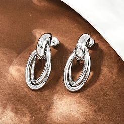 304 Stainless Steel Oval Dangle Stud Earrings&nbsp;EJEW-I319-01P