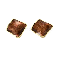 Brass Enamel Stud Earrings&nbsp;EJEW-B120-01G-02