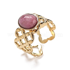 Ion Plating(IP) 304 Stainless Steel Hollow Wide Open Cuff Rings&nbsp;RJEW-F167-03G-02