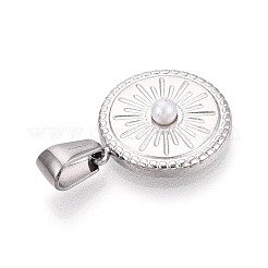 303 Stainless Steel & ABS Plastic Imitation Pearl Pendants&nbsp;STAS-Q110-16P