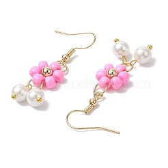 6 Pairs 6 Colors Shell Pearl Beads & Glass Seed Dangle Earrings&nbsp;EJEW-MZ00310