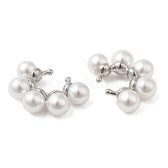 Rack Plating Brass Cuff Earrings with Plastic Pearl Beaded&nbsp;EJEW-M222-03P
