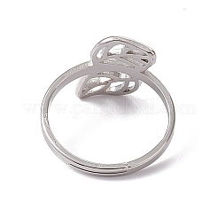 Non-Tarnish 201 Stainless Steel Hollow Out Leaf Adjustable Ring for Women&nbsp;RJEW-C045-05P