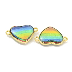 Rack Plating Brass Pave Rainbow Color Resin Connector Charms&nbsp;KK-M290-03B-G