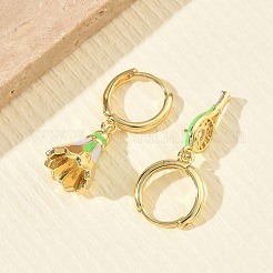 Brass Micro Pave Cubic Zirconia Dangle Hoop Earrings for Women&nbsp;EJEW-A168-07G-01