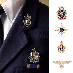 6Pcs 6 Style Anchor & Eagle & Crown & Star Enamel Pins&nbsp;JEWB-FH0001-14
