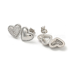 Brass Pave Clear Cubic Zirconia Stud Earrings&nbsp;EJEW-N054-48P