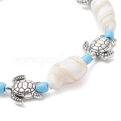 Ocean Theme Natural Shell & Alloy Beaded Stretch Bracelets for Men Women&nbsp;BJEW-JB12387-02