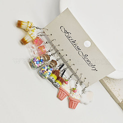 6 Styles Cute Miniature Dessert Food Resin Plastic Dangle Earrings Set&nbsp;FS-WGC6E73-01
