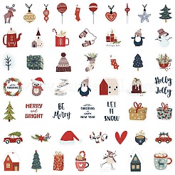 50Pcs Christmas PVC Self Adhesive Stickers&nbsp;XMAS-PW0001-193