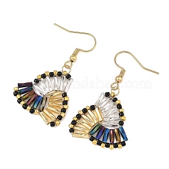 304 Stainless Steel with Glass Seed Beads Dangle Earrings&nbsp;EJEW-MZ00821-01