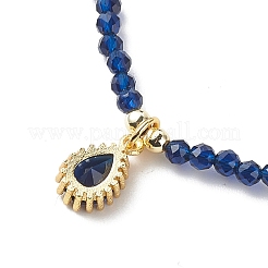 Cubic Zirconia Teardrop Pendant Necklace with Natural Kyanite Beaded Chains&nbsp;NJEW-JN04121-01