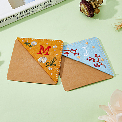 2Pcs 2 Colors Flower Pattern Felt Embroidery Bookmarks&nbsp;AJEW-HY0001-70