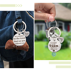 4Pcs 4 Styles 201 Stainless Steel Pendant Keychains&nbsp;KEYC-SP0001-42