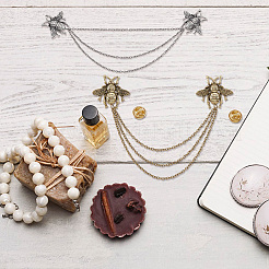 2Pcs 2 Colors Double Bee Hanging Chain Brooch&nbsp;JEWB-GO0001-01