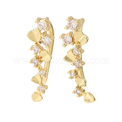 Brass Micro Pave Cubic Zirconia Stud Crawler Earrings&nbsp;LS-KK-CBAA351-03G