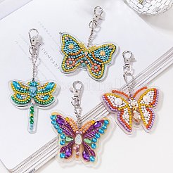 Acrylic Diamond Butterfly & Dragonfly Pendant Keychain Kits&nbsp;PW-WG32513-01