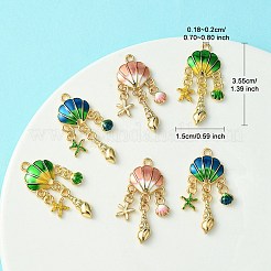 6Pcs 3 Colors Alloy Enamel Pendants&nbsp;ENAM-YW0003-79
