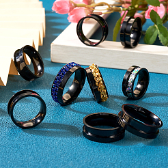 12Pcs 6 Size 201 Stainless Steel Grooved Finger Ring Settings&nbsp;STAS-TA0002-15B