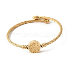 Twisted 304 Stainless Steel Cuff Bangles for Women&nbsp;BJEW-P387-01G