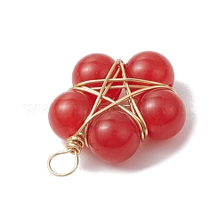 3Pcs 3 Colors Natural Malaysia Jade(Dyed) & White Jade & Black Onyx(Dyed & Heated) Beaded Star Pendants&nbsp;PALLOY-JF03144