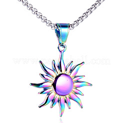 304 Stainless Steel Sun Pendant Box Chain Necklaces for Men&nbsp;FS-WG74900-02