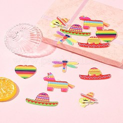 12Pcs 6 Styles Rainbow Color Printed Acrylic Pendants Sets&nbsp;OACR-FS0002-10