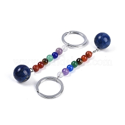 Natural & Synthetic Mixed Gemstone Round Beaded Keychain&nbsp;G-H076-01P