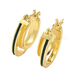Two-layer Oval Brass Enamel Hoop Earrings&nbsp;EJEW-S252-03D-G